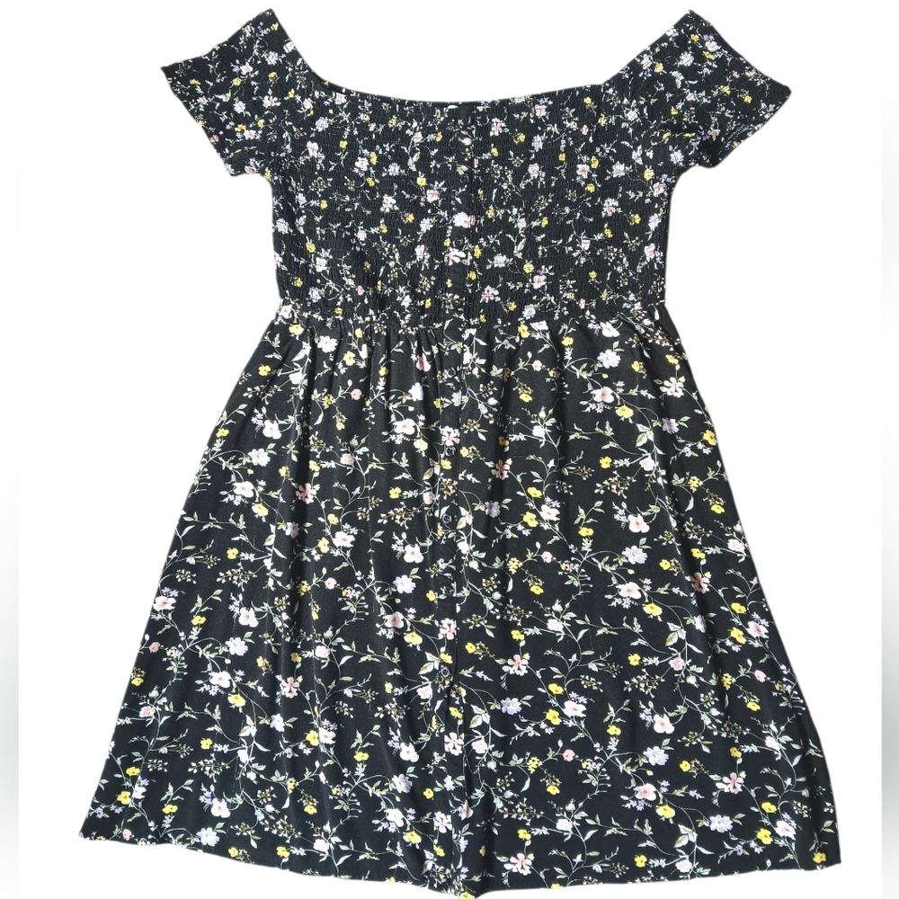 Chic Floral Off-Shoulder Dress - Black